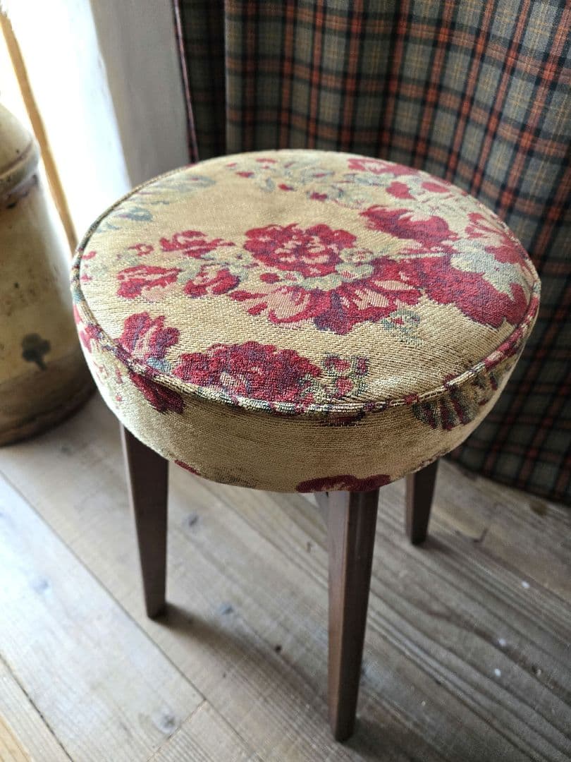 土日値下げ　アンティーク　スツール　ファブリック