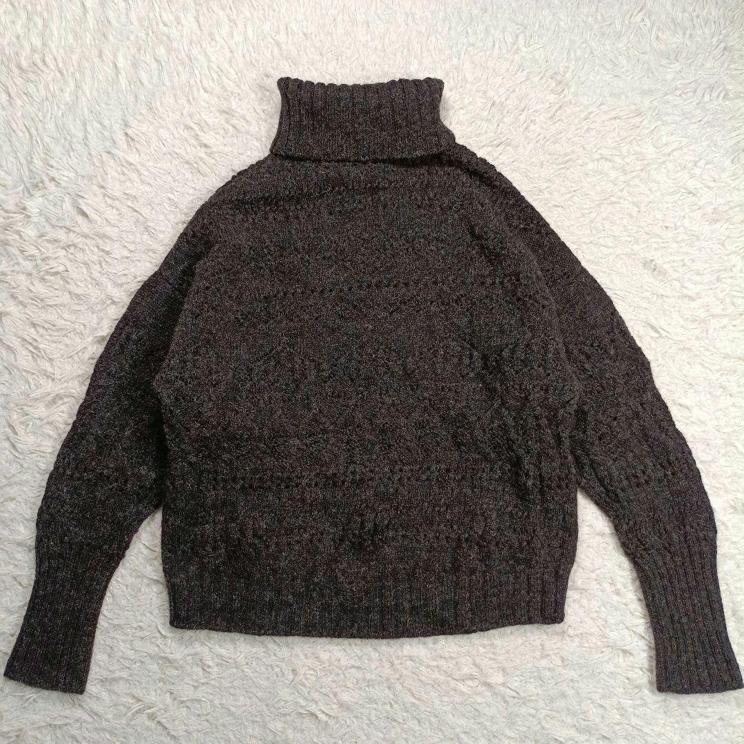 美品✨45R　シェットランドレースニットのタートルネックセーター　近年モデル