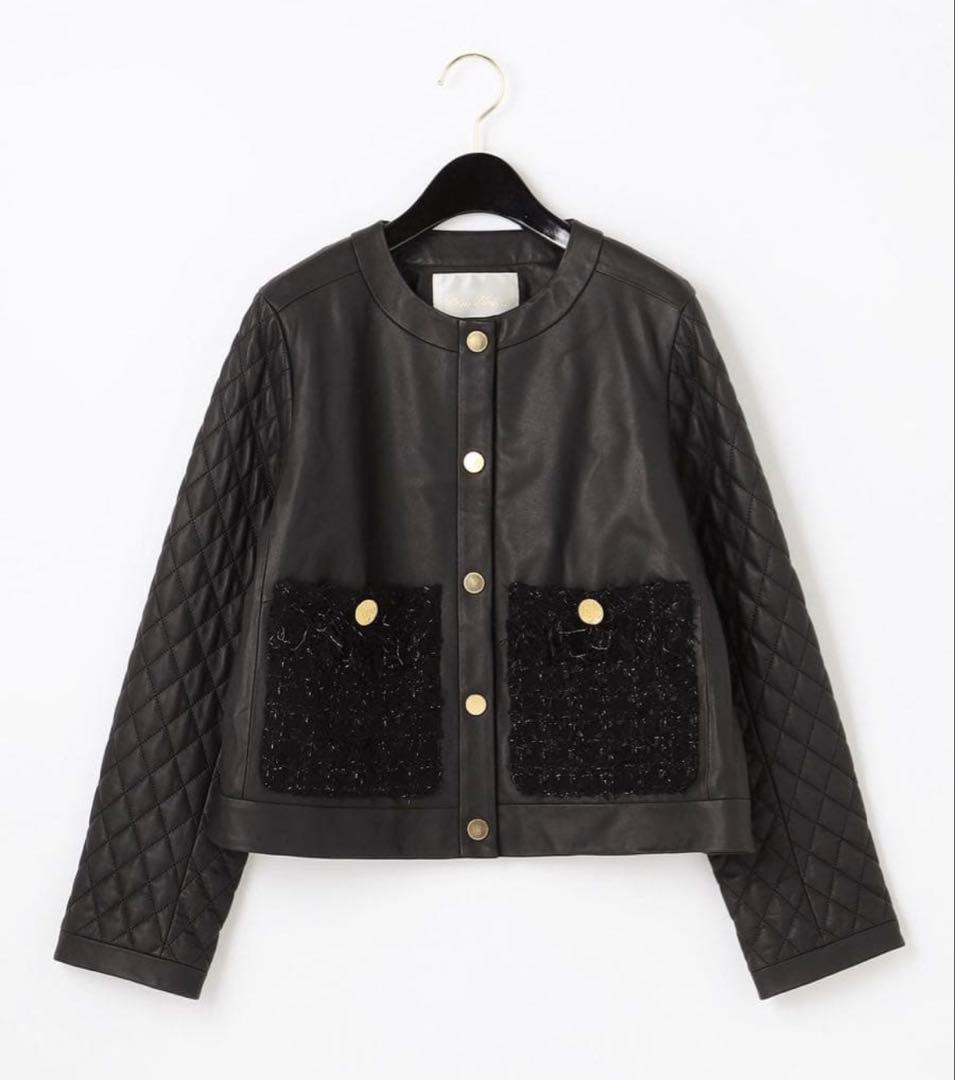 グレースコンチネンタル　ノーカラーレザージャケット