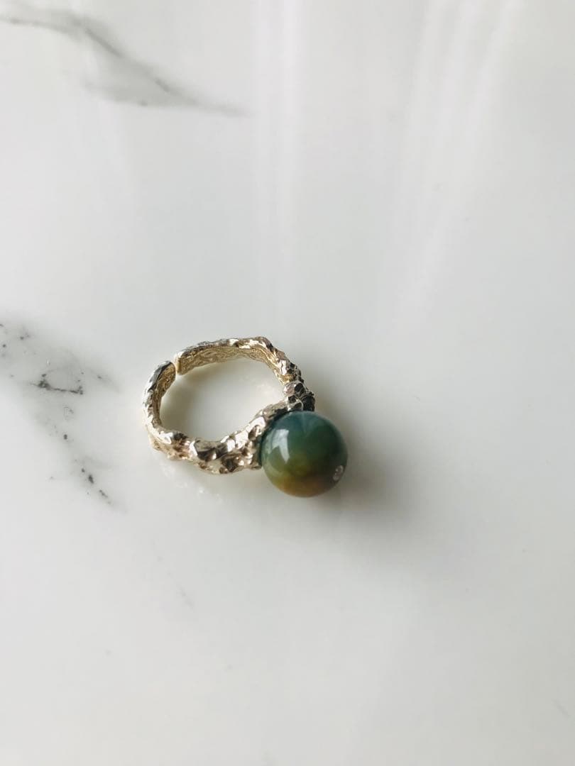 [R200-001］翡翠　リング　s925 グアテマラ産　12号　ダイヤモンド