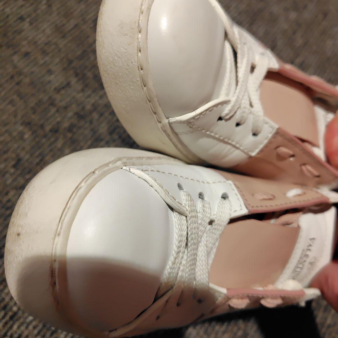 VALENTINO ヴァレンティノ オープンレザースニーカー ホワイト×ピンク