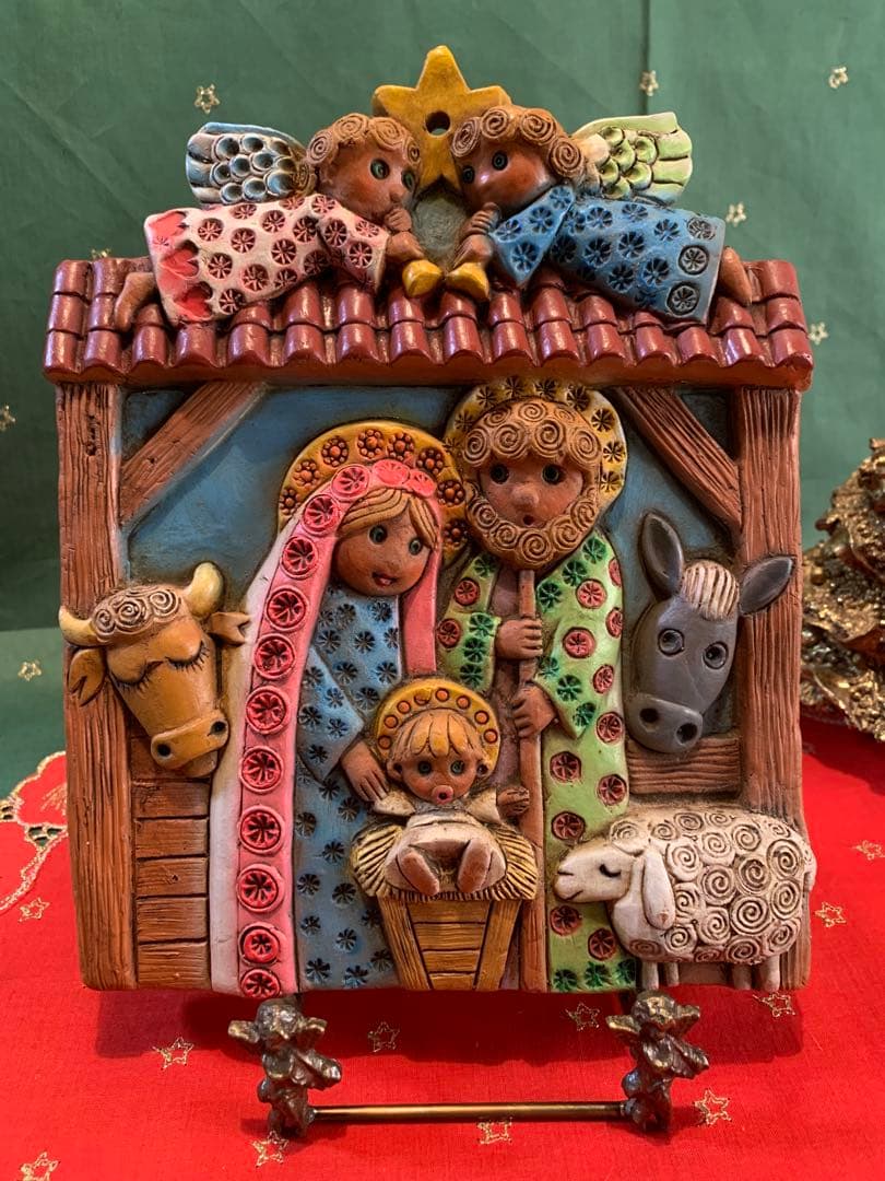 スペイン製　セビリア　ビンテージのヘススの可愛い聖家族の陶板！シスターが作られた