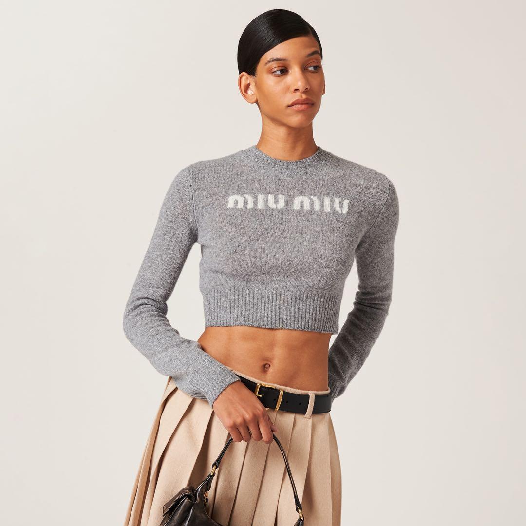 miu miu グレー クロップドセーター