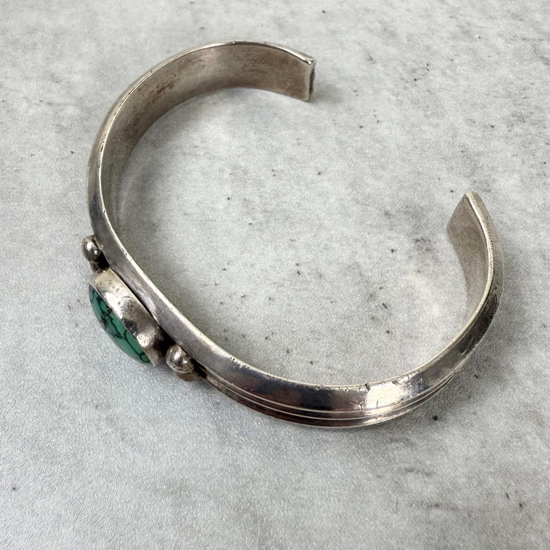 NAVAJO ナバホ S刻印 OLD ターコイズ　ヘヴィーシルバーバングル