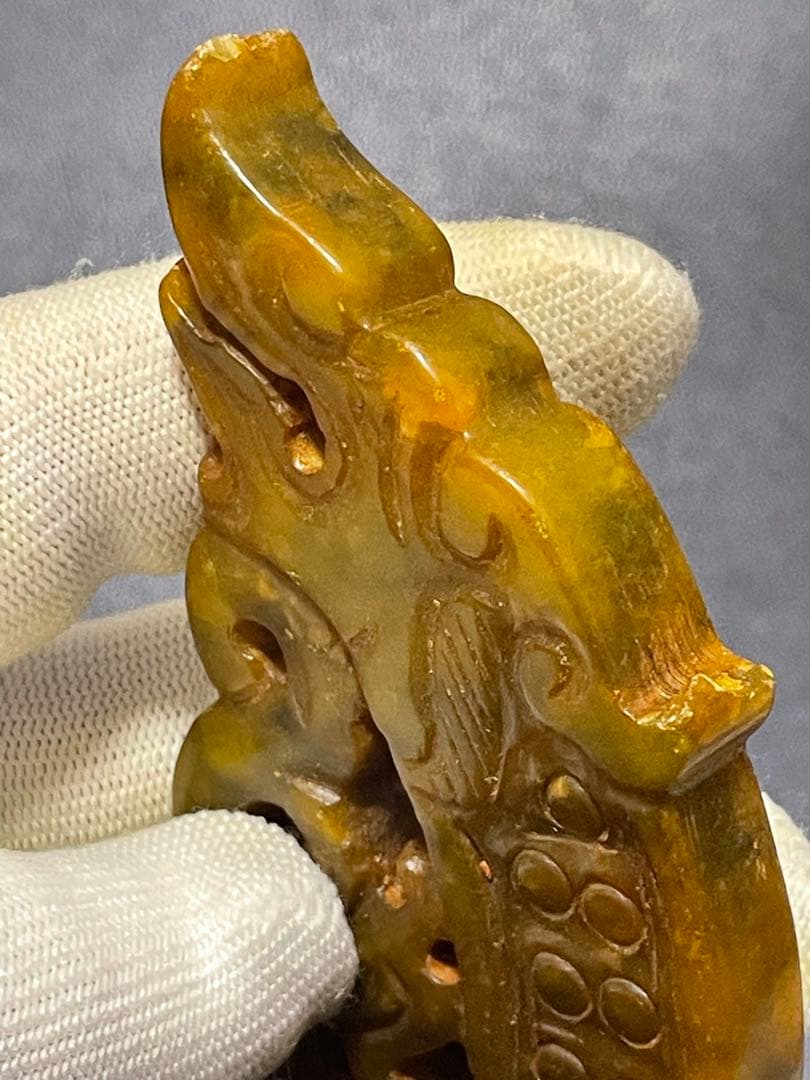 中国古玉　天然石極細工彫刻　風水置物