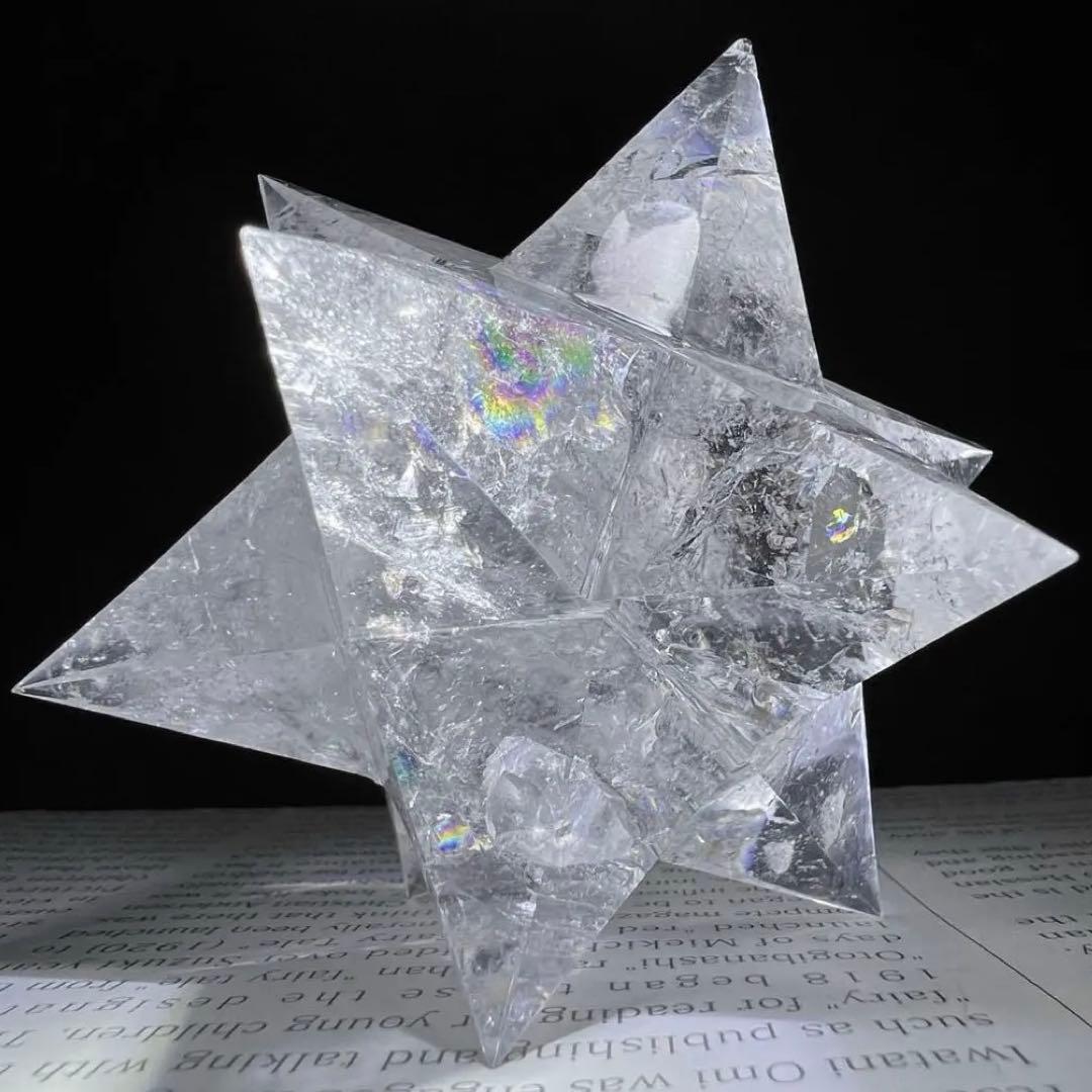 ☆特別出品☆透明度にギラギラクラック☆究極形状☆レインボー 水晶 アステロイド