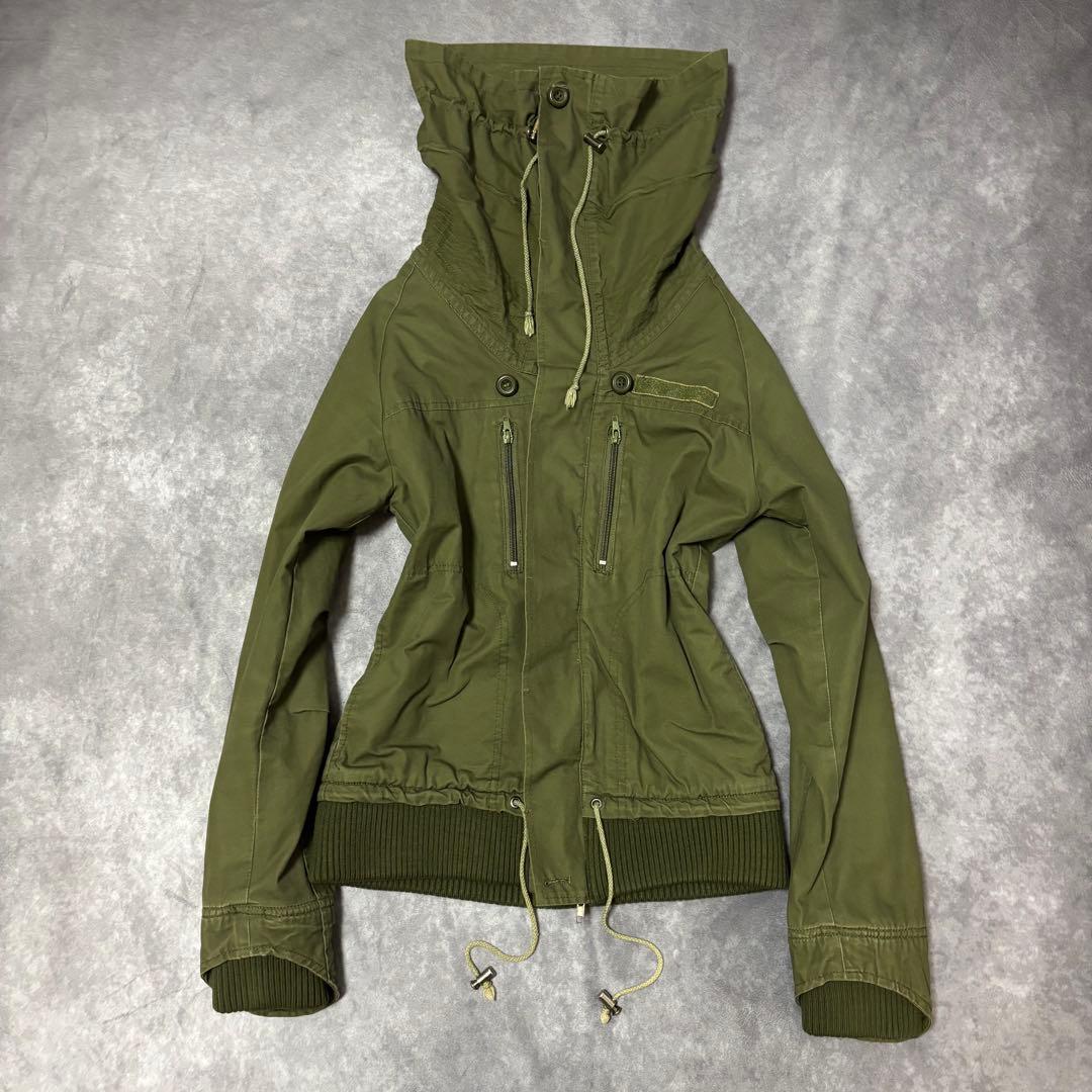 y2k00s 変形ミリタリージャケット　ネオグランジ　ギミック　リブ　ハイネック