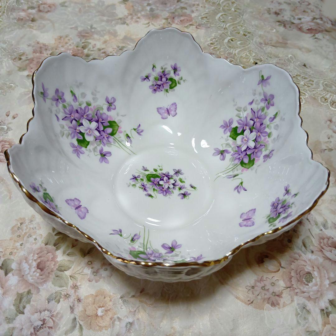 英国製 エインズレイ ワイルドバイオレット ボウル 大