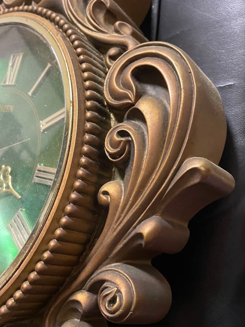 CITIZEN トランジスタ掛時計 グリーン ゴールド