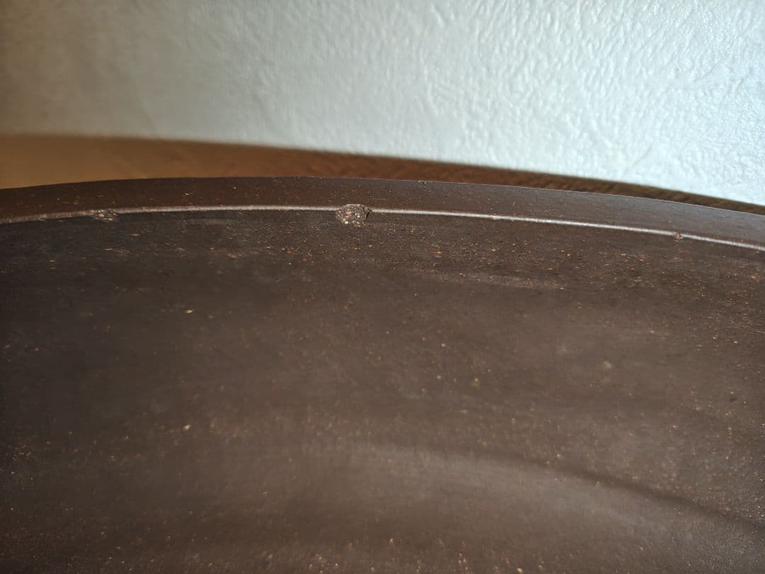 茶色 陶器 盆栽鉢 直径約42.5cm　寶山　落款あり