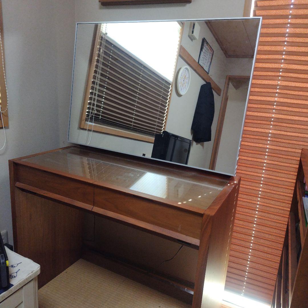 木製ドレッサー・鏡台 大きな鏡付き