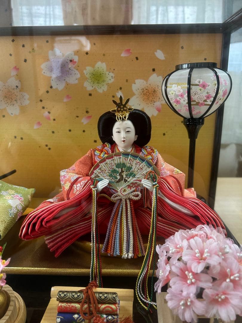 雛人形 親王飾り ガラスケース入り ひな人形 お内裏様 お雛様（オルゴール付き）