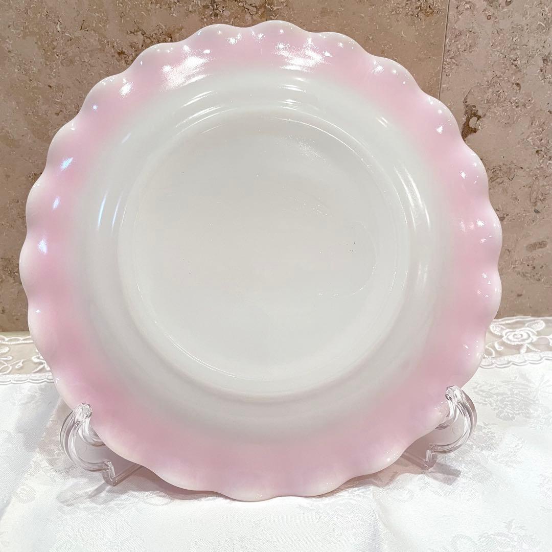 Hazel Atlasヘーゼルアトラス ピンク リップル プレート セット