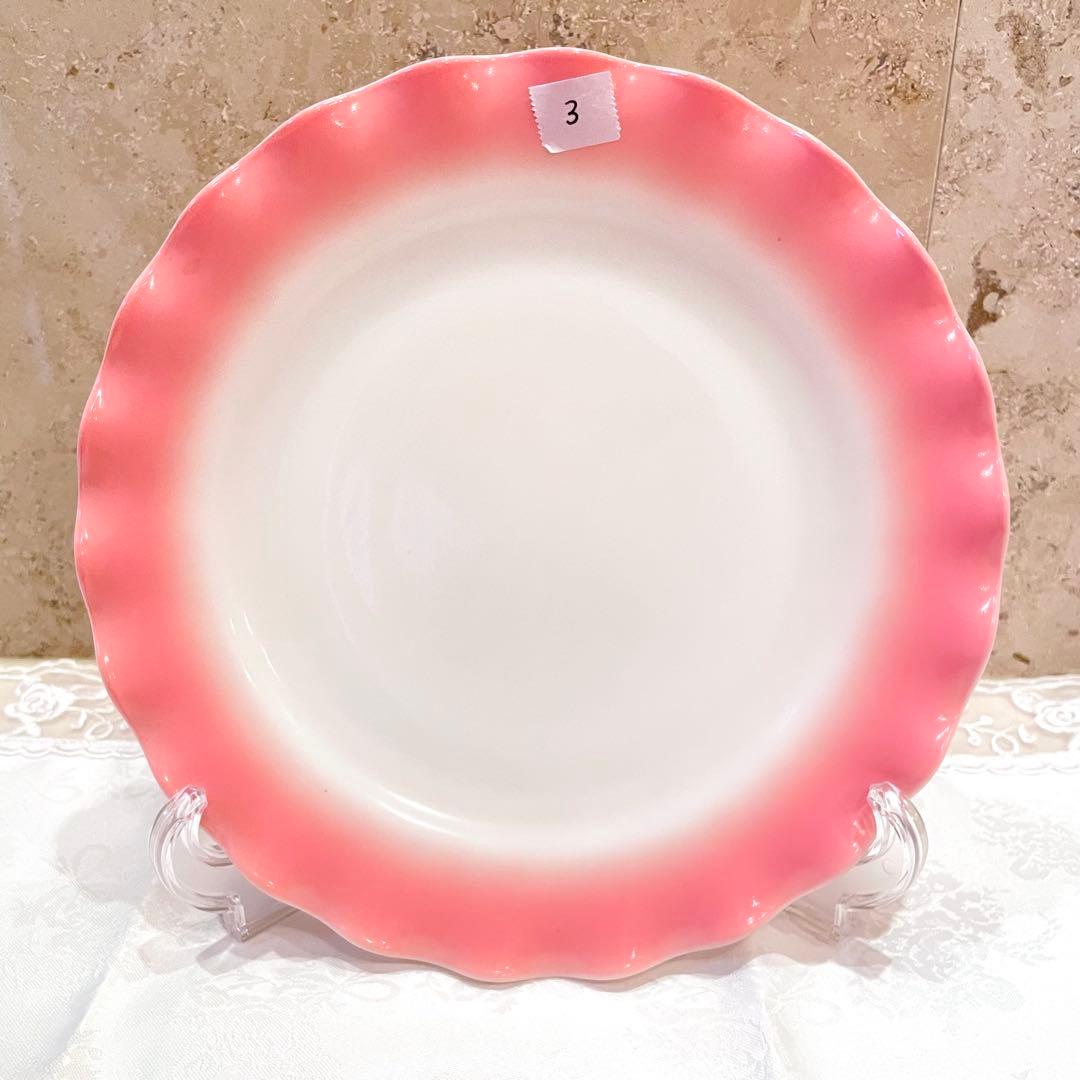 Hazel Atlasヘーゼルアトラス ピンク リップル プレート セット
