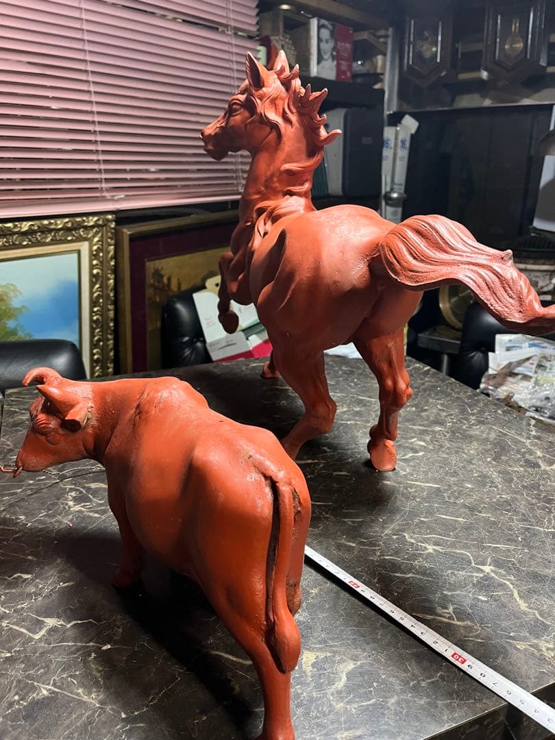 鉄製の馬、特大馬の置物、馬の置物、たてがみの馬、66センチ馬、11キロ