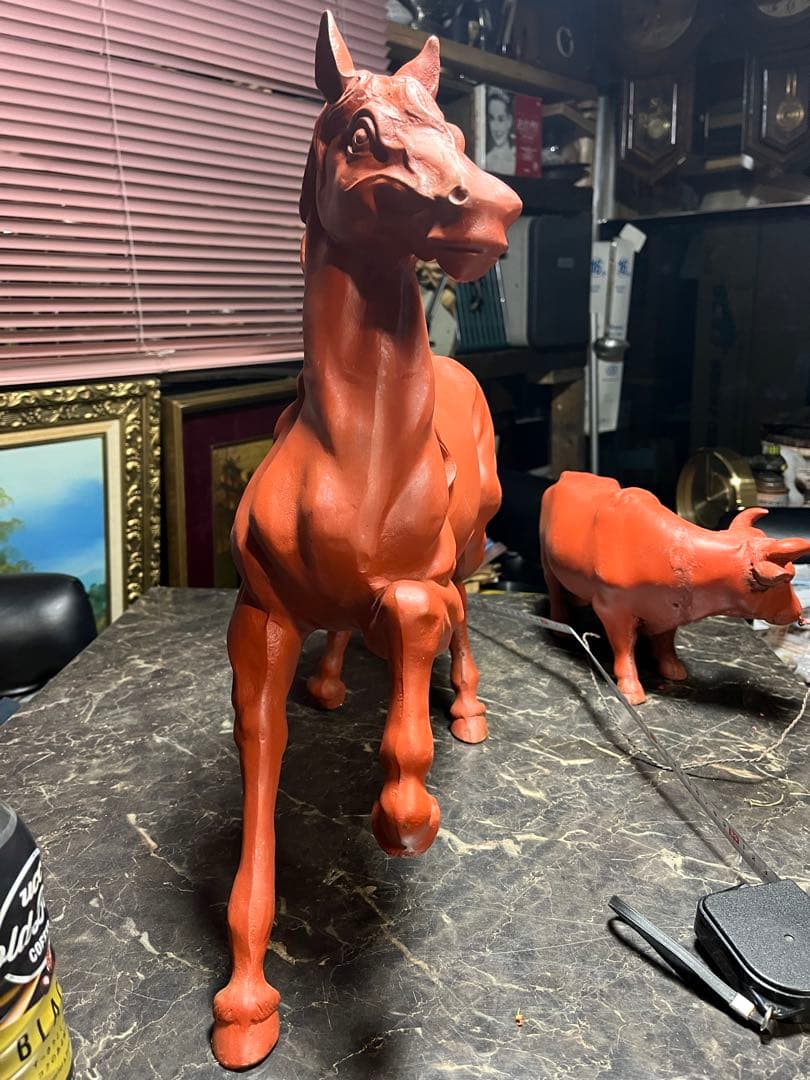 鉄製の馬、特大馬の置物、馬の置物、たてがみの馬、66センチ馬、11キロ