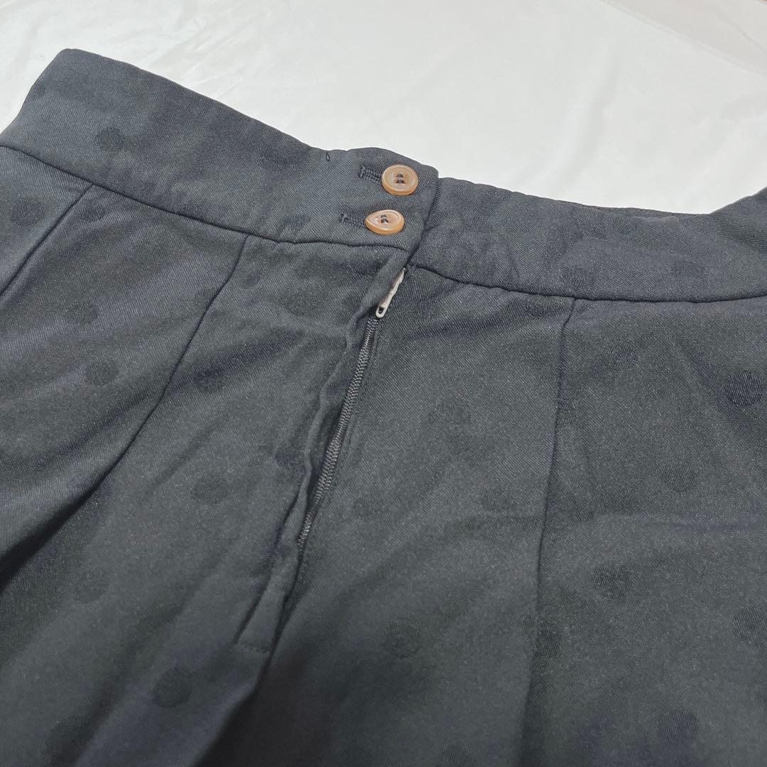 【コムデギャルソン】ポルカドットタックフレアスカート ミモレ丈 ブラック