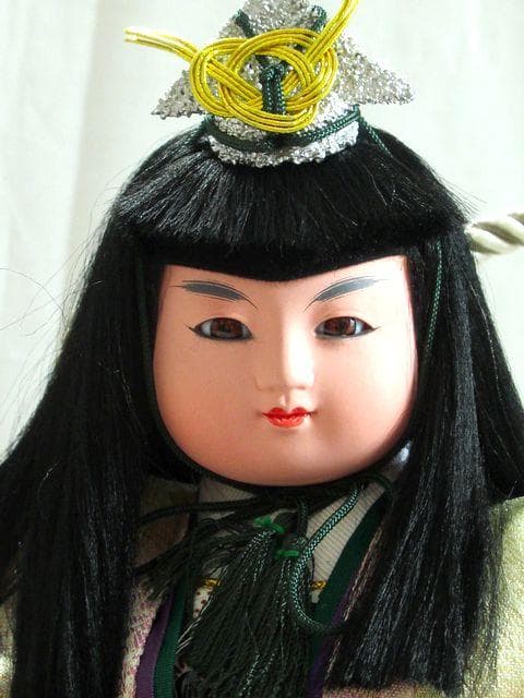 美品/お祝い人形/剛の暫/慶喜/五月人形/わらべ人形/節句/ガラスケース/中古