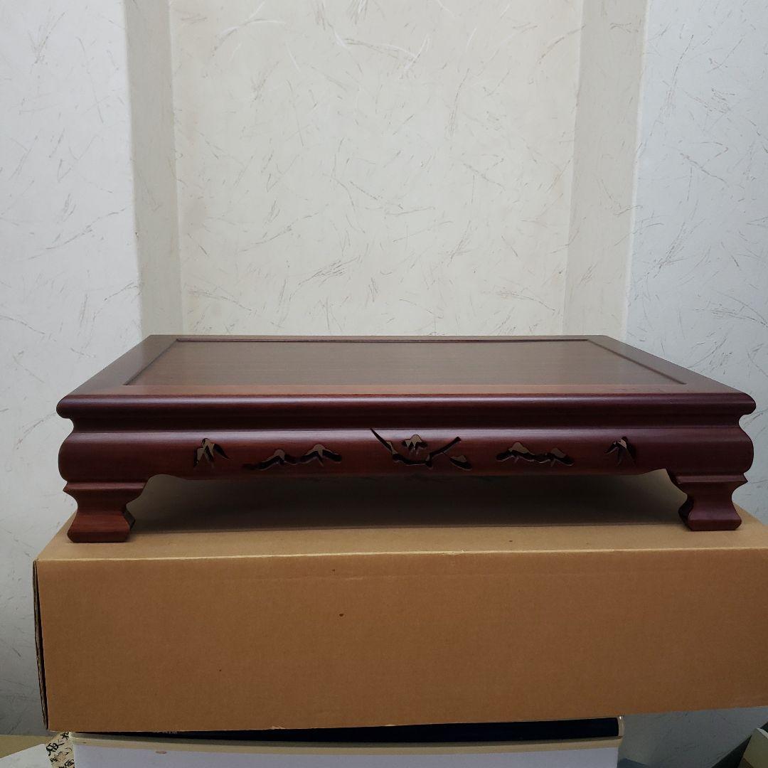 蔵出し特価本紫檀花台箱付きB 本紫檀花瓶台 松竹梅彫刻55×34×12cm訳有り