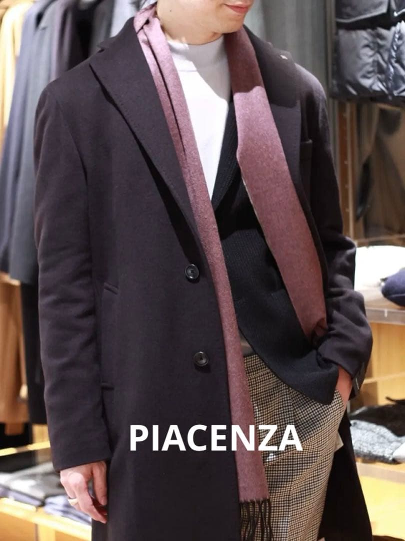PIACENZA ピアチェンツァ　カシミアシルクマフラー　ブラウン　パープル