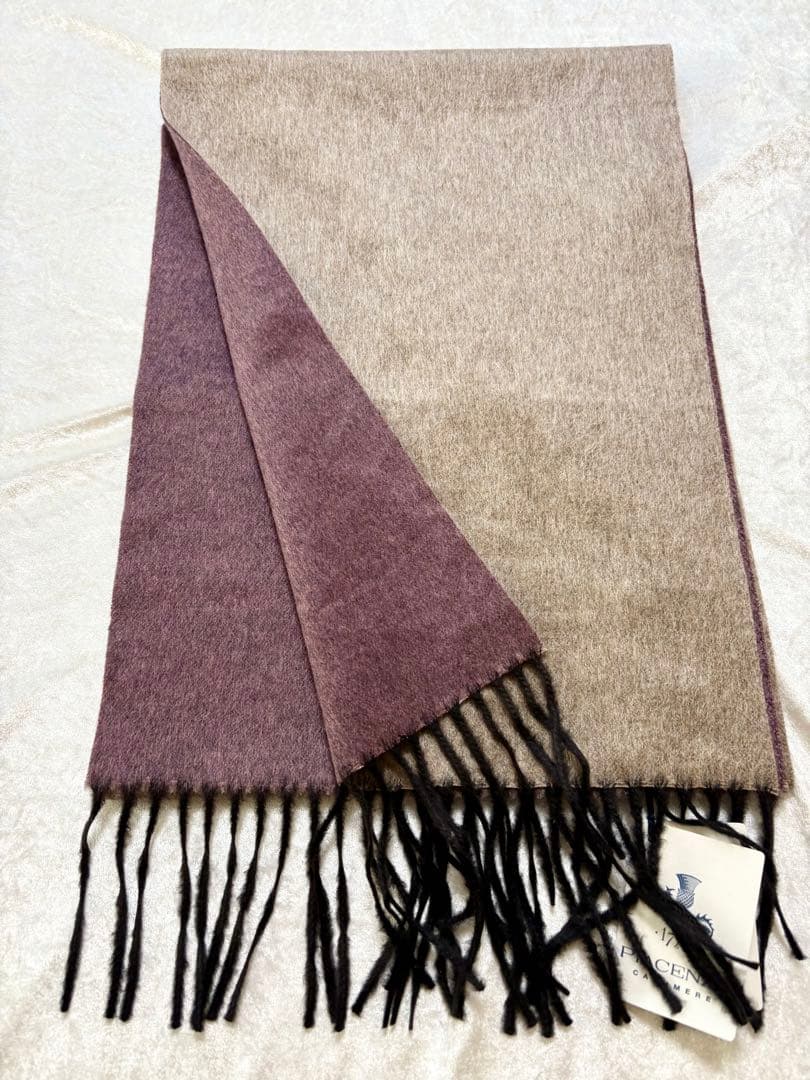 PIACENZA ピアチェンツァ　カシミアシルクマフラー　ブラウン　パープル