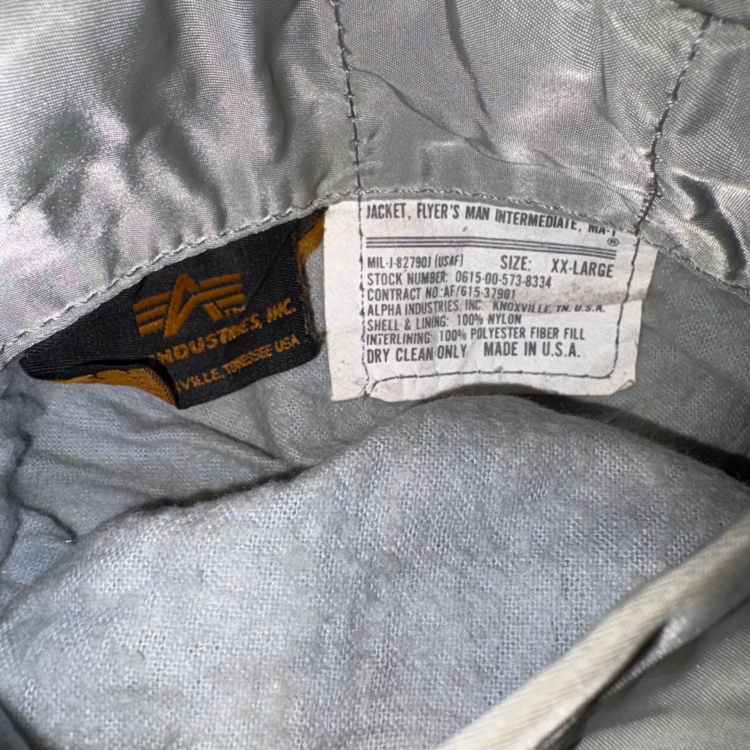 【超希少色XXL✨️】【米90】ALPHA INDUSTRIE ma-1 シルバー
