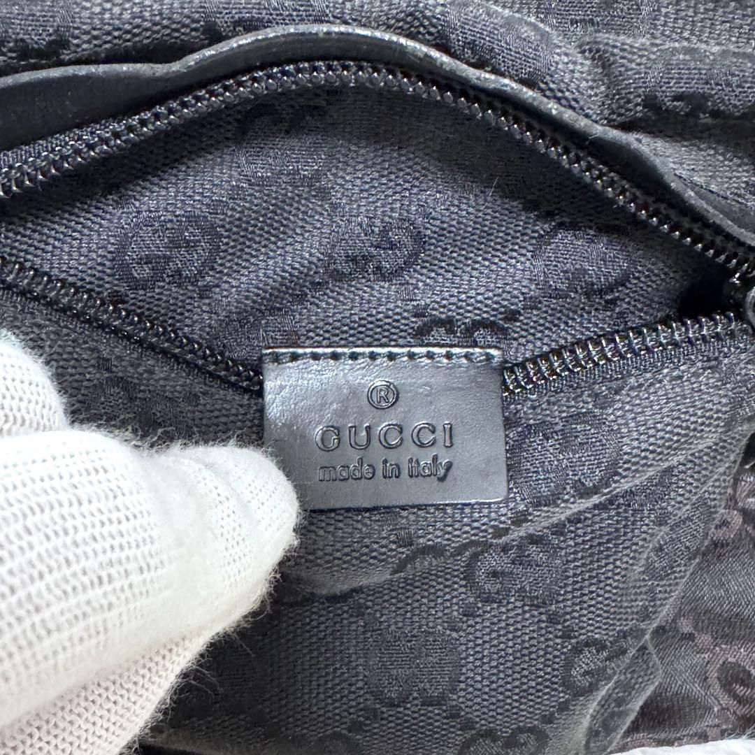 【極美品】グッチ GUCCI ボディバッグ GG柄 キャンバス レザー ブラック