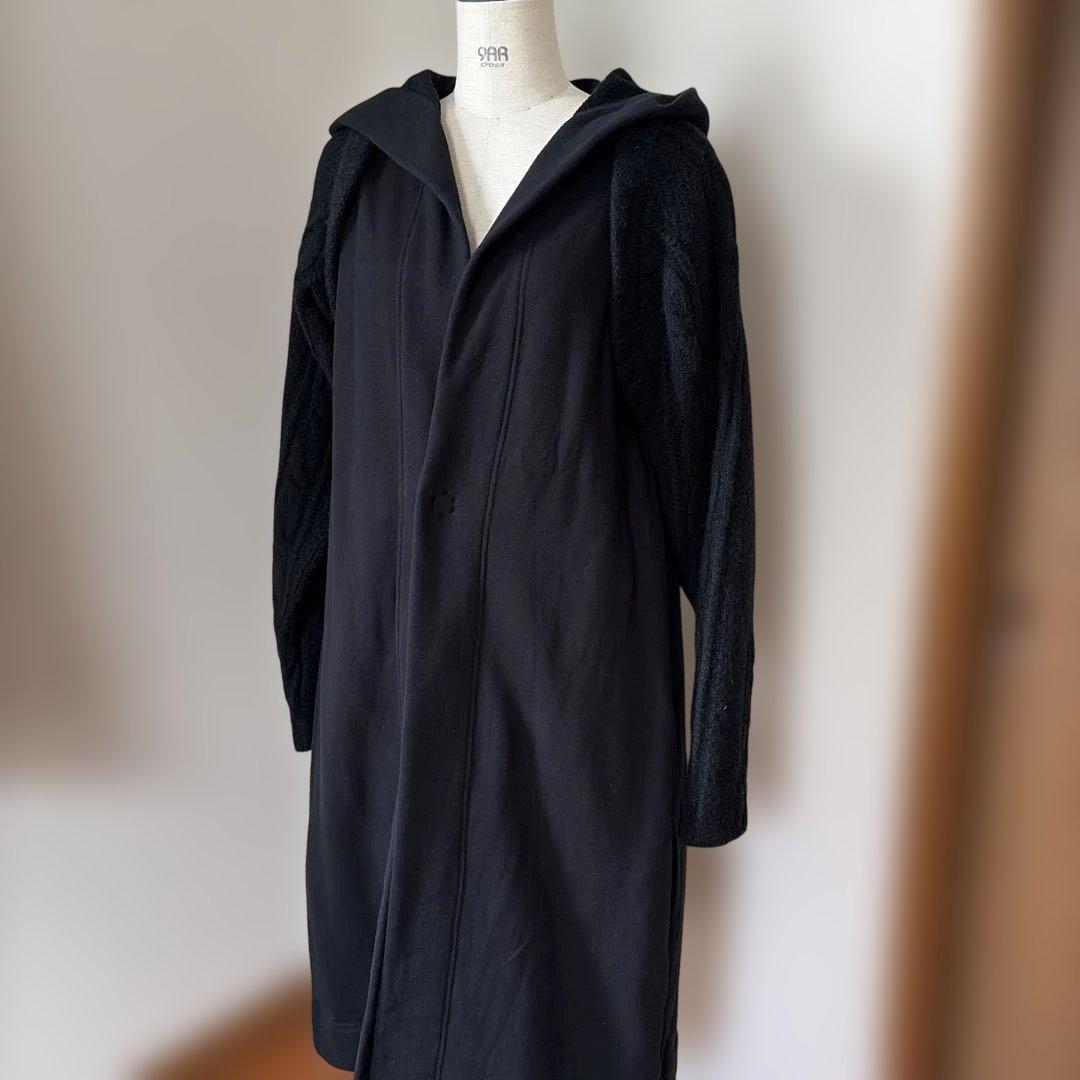 y's ワイズ　ニットドッキングロングフーディ 黒 2