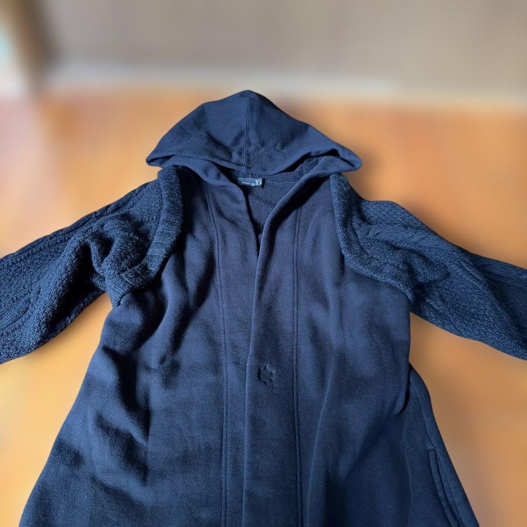 y's ワイズ　ニットドッキングロングフーディ 黒 2