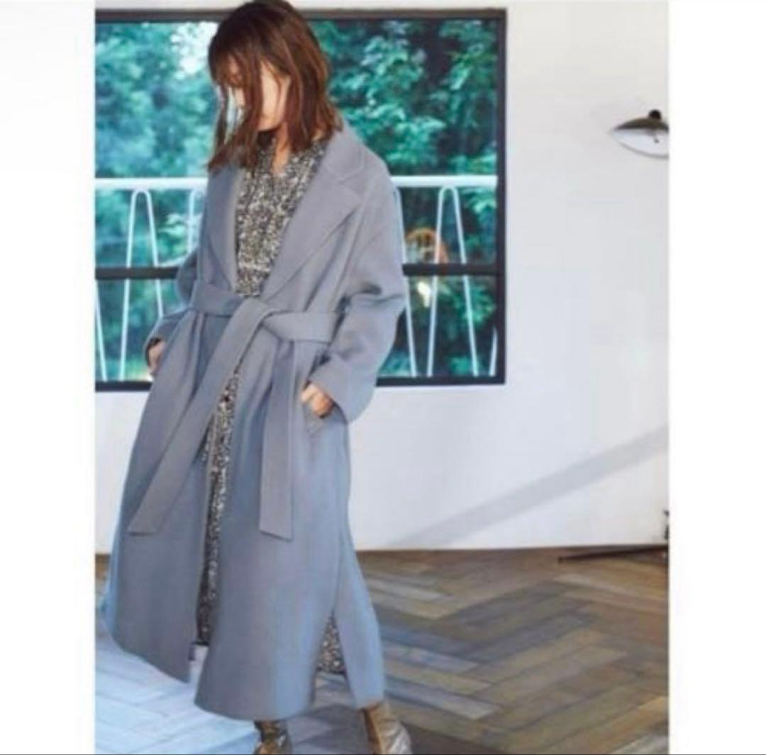 新品同様❇️定価42,900円 スナイデル ウールロングコート サックス