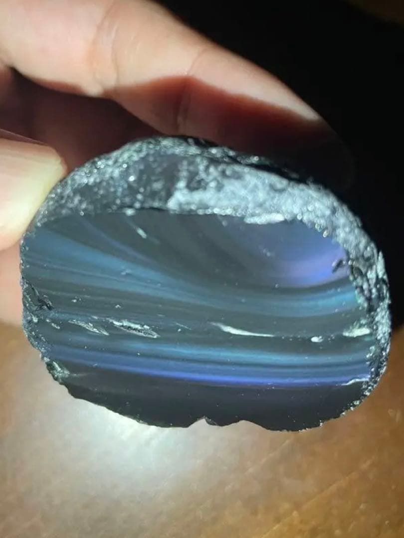 研磨品　十勝石玲瓏　複合色　レインボーオブシディアン