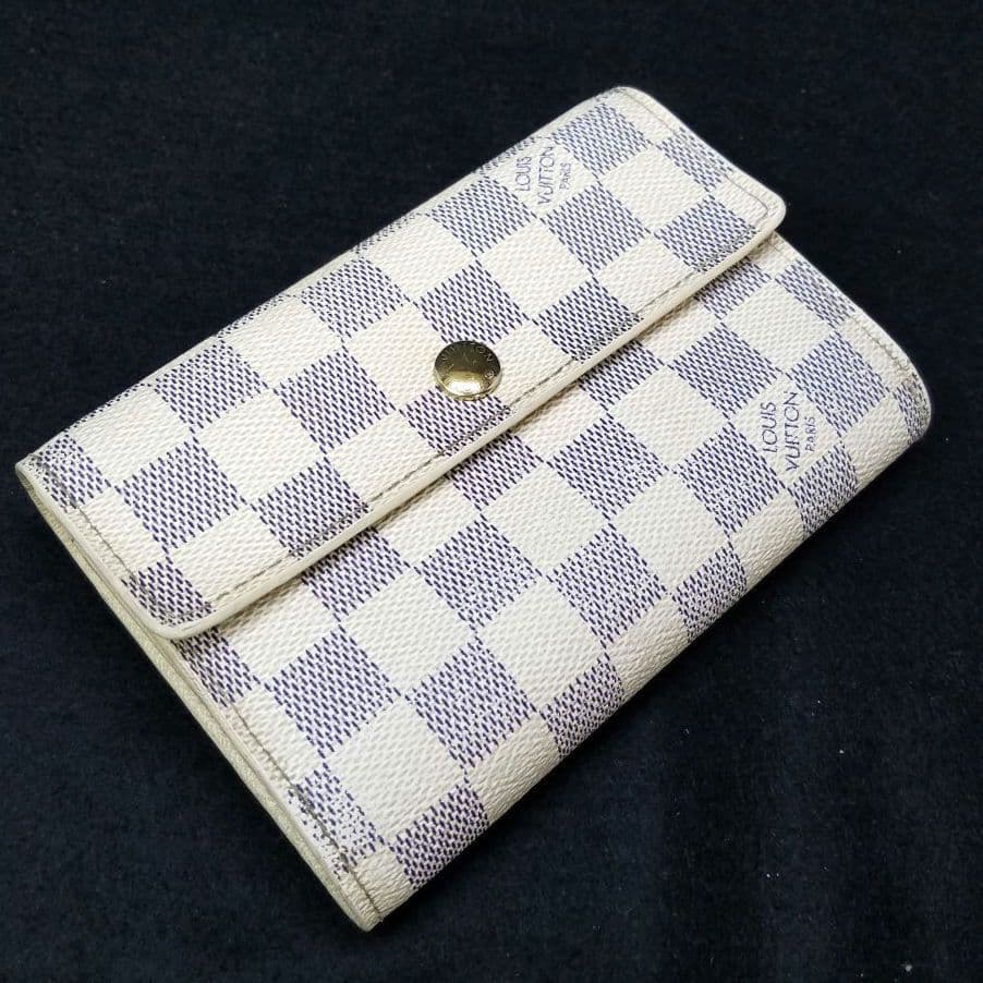専用ルイヴィトン アズール ポルトフォイユ アレクサンドラ 三つ折り財布 ダミエ