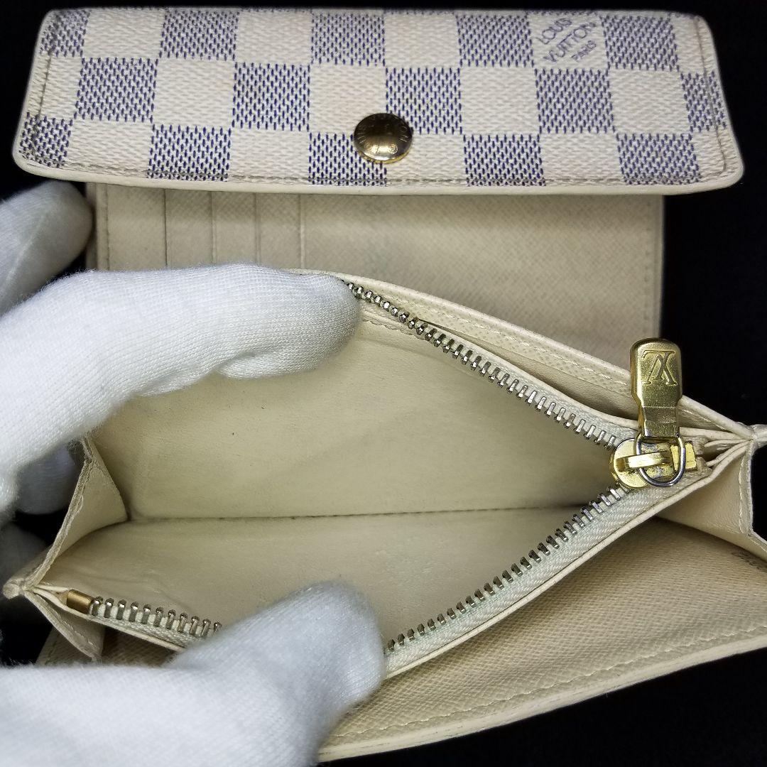 専用ルイヴィトン アズール ポルトフォイユ アレクサンドラ 三つ折り財布 ダミエ