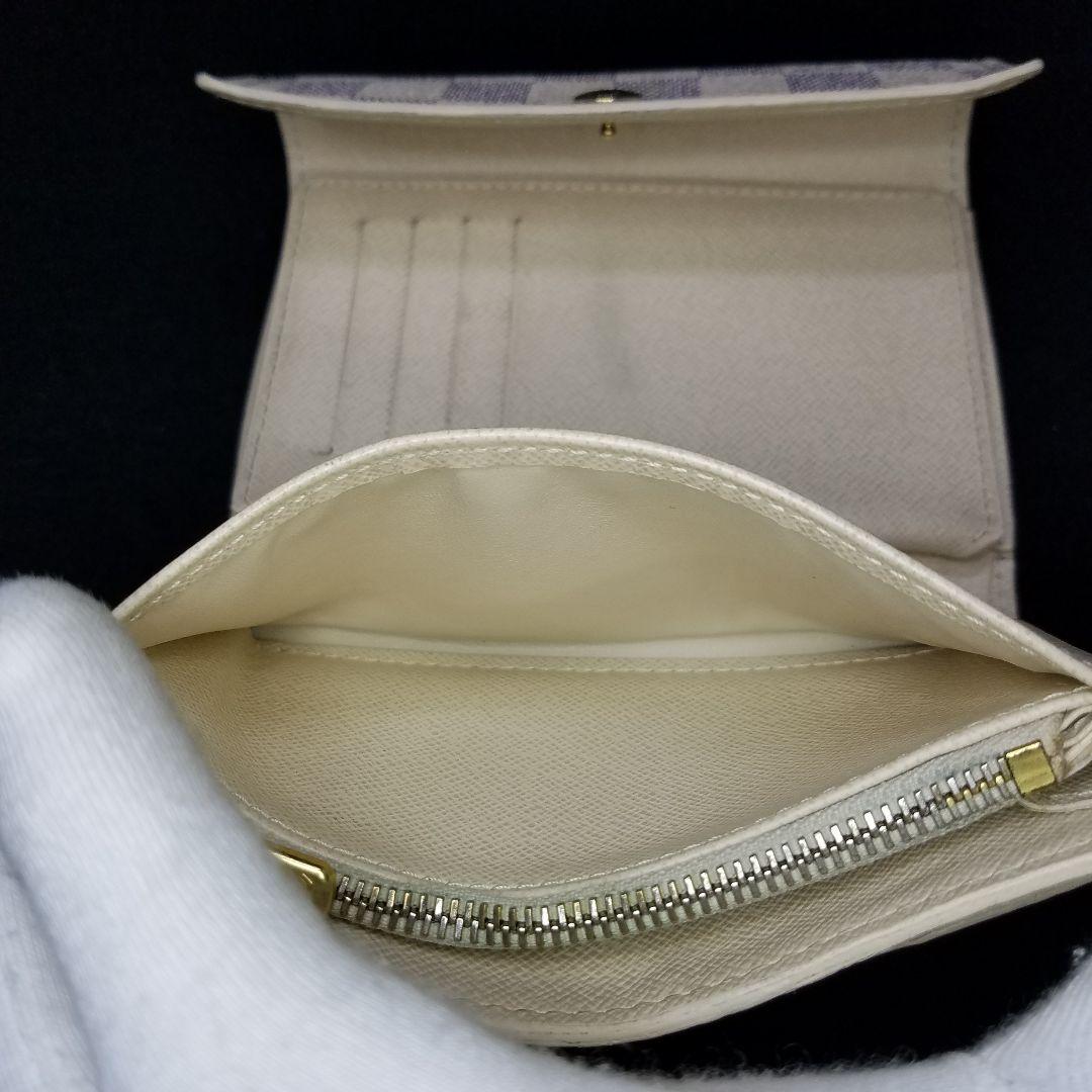 専用ルイヴィトン アズール ポルトフォイユ アレクサンドラ 三つ折り財布 ダミエ