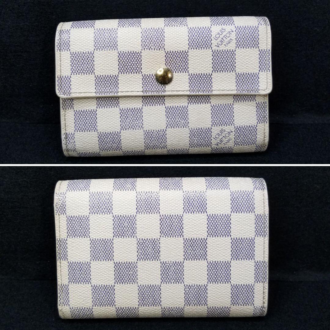 専用ルイヴィトン アズール ポルトフォイユ アレクサンドラ 三つ折り財布 ダミエ