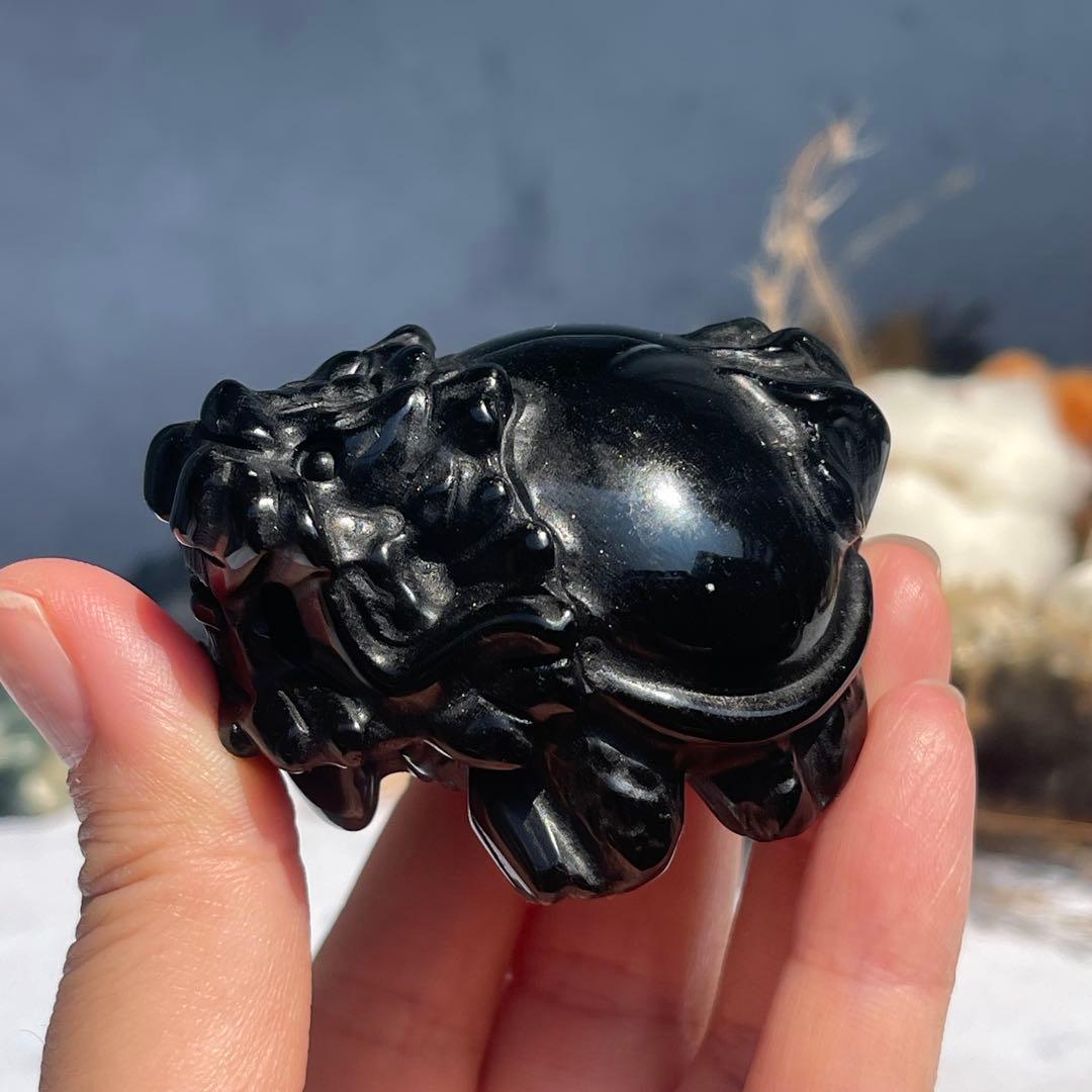 ブラックオブシディアン 龍亀 ロングイ