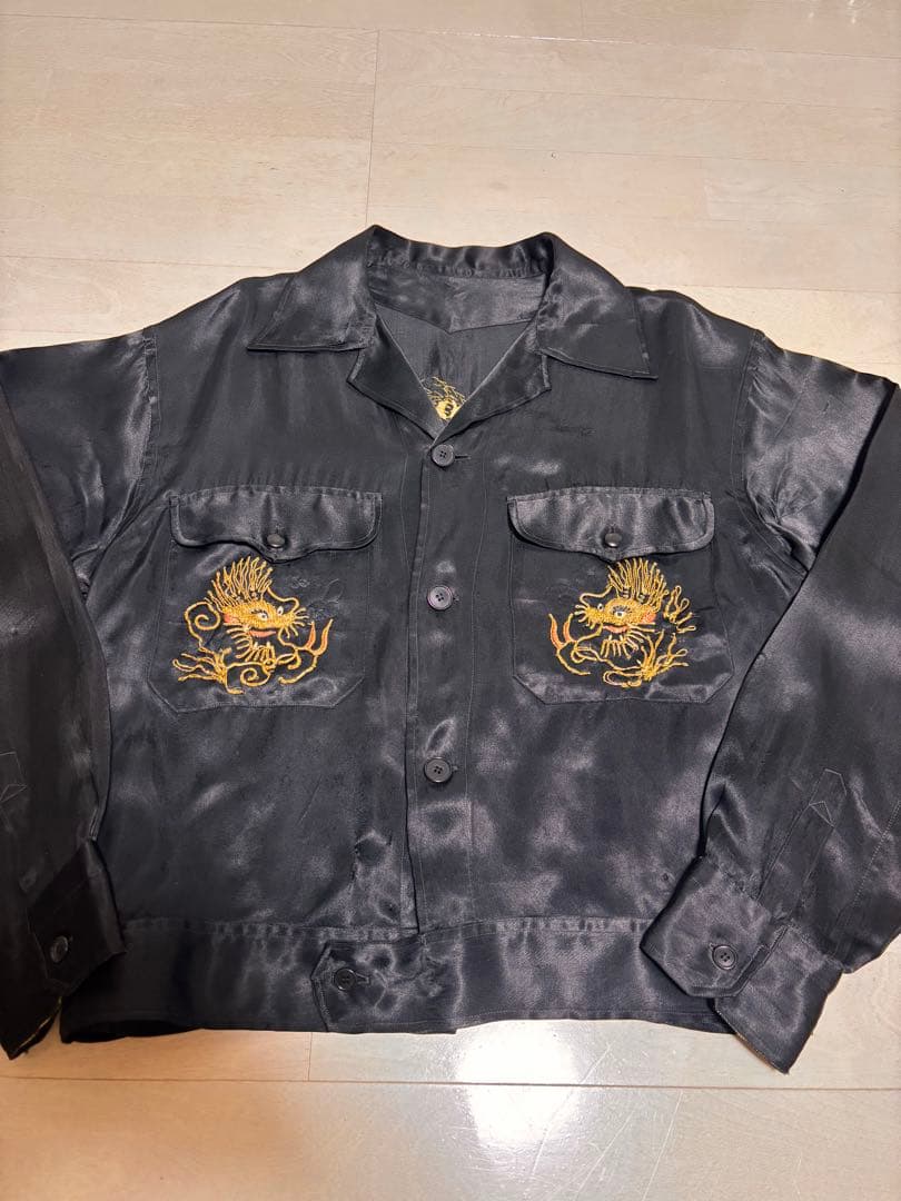 special! 50s スカシャツ　スカジャン black サテン　L程度