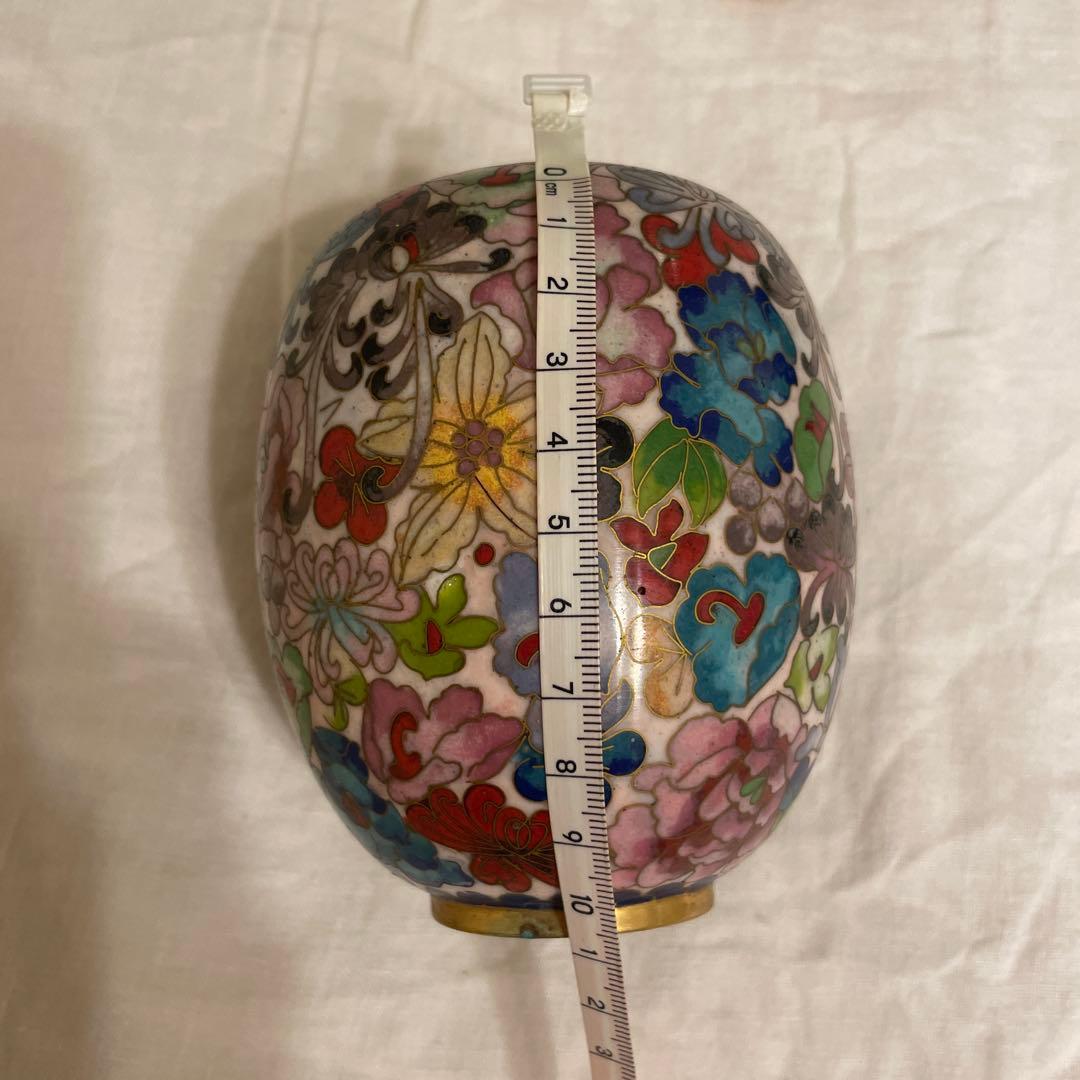 花柄陶器花器 蓋付き