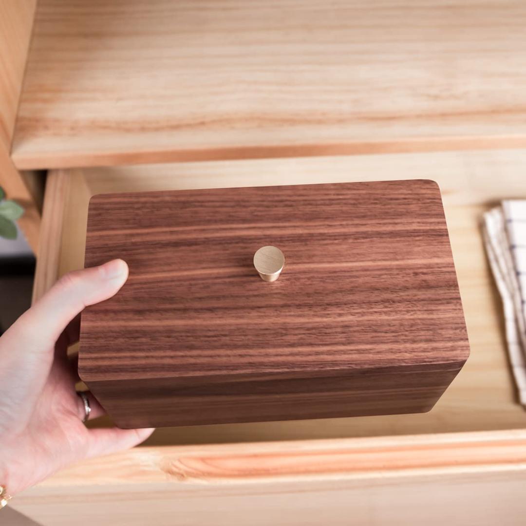 蓋つき アクセサリー 黒胡桃材製蓋付き小物収納ボックス