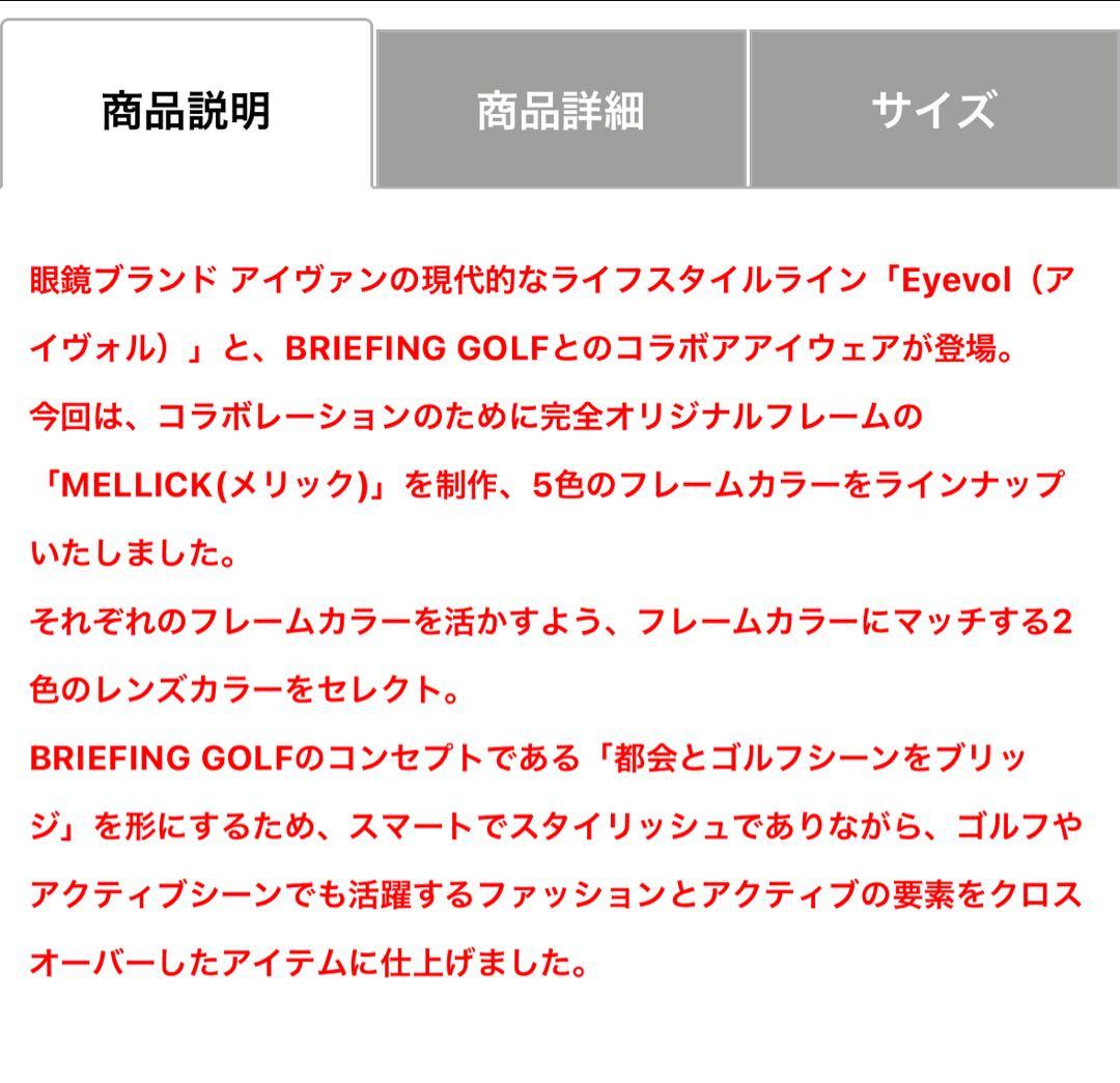2025/BRIEFING x Eyevol MELLICK(52) サングラス