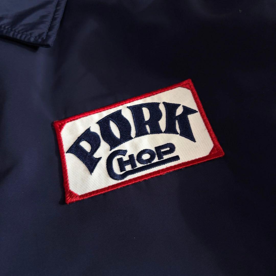 美品 ポークチョップ コーチジャケット 裏ボア ネイビー L