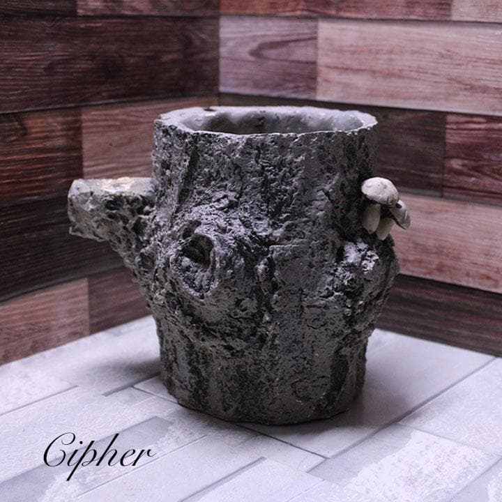 モルタル製　切株　植木鉢　植木鉢カバー　レトロ雑貨　SETO CRAFT　廃盤②