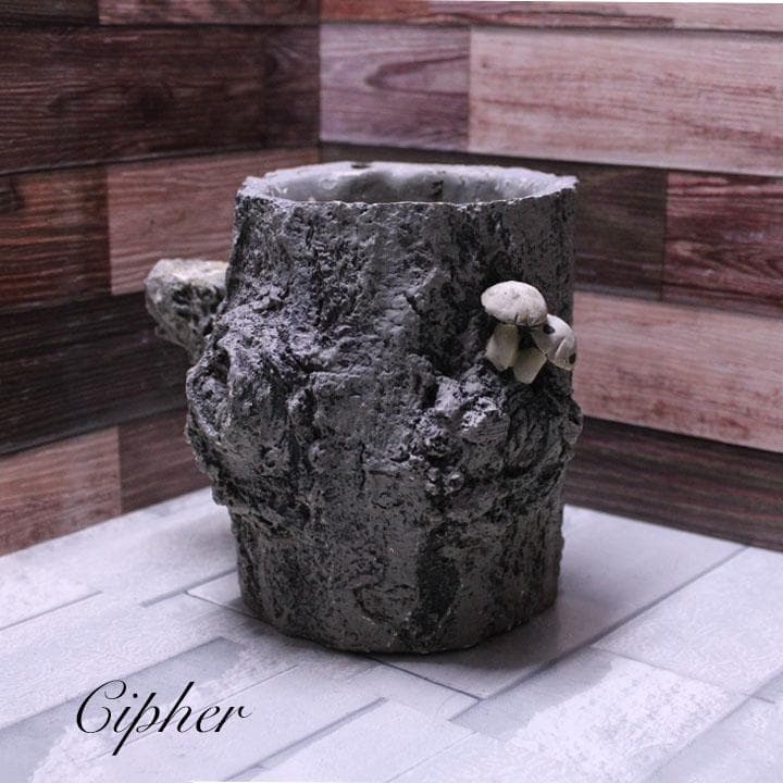 モルタル製　切株　植木鉢　植木鉢カバー　レトロ雑貨　SETO CRAFT　廃盤②