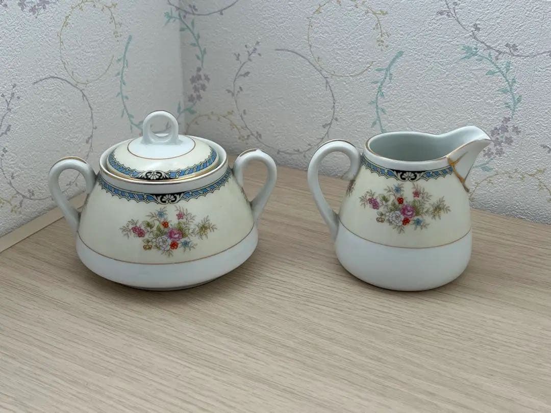 オールドノリタケ　1850年　小皿6枚 大皿1枚　シュガーポット　ミルクポット