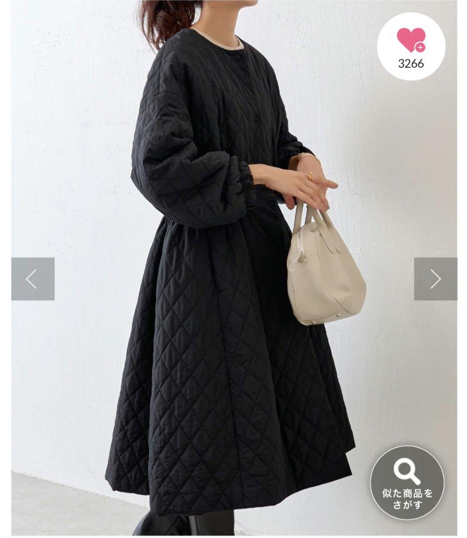 ビアズリー　キルトコート　ブラック