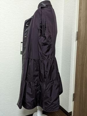 153　新品未使用タグ付　超軽量　鹿革　リアルレザー　フリル　ロングコート