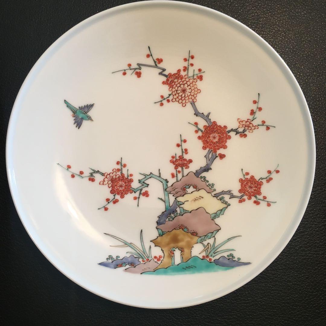 十四代 酒井田柿右衛門 錦梅鳥文額皿 共箱