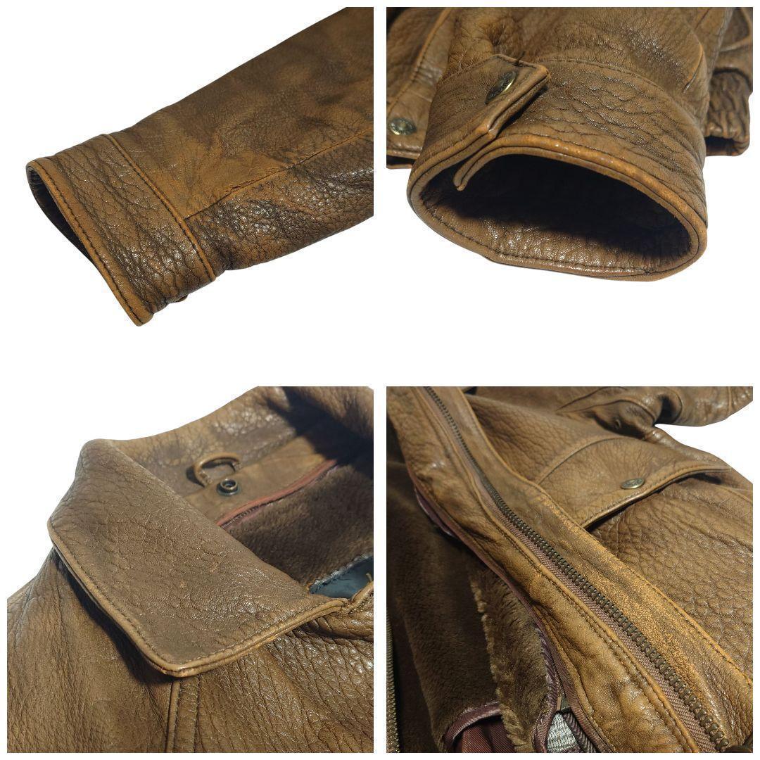 フライトジャケット リアルレザー 羊革 G-1 A-2 ライナー ブラウン 42