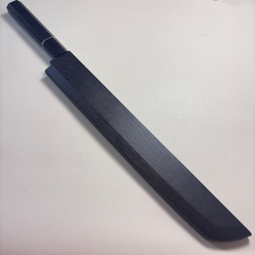 270mm先丸柳刃包丁 鏡面　黒檀黒水牛銀巻八角柄 刺身包丁 全鋼「鞘付き」