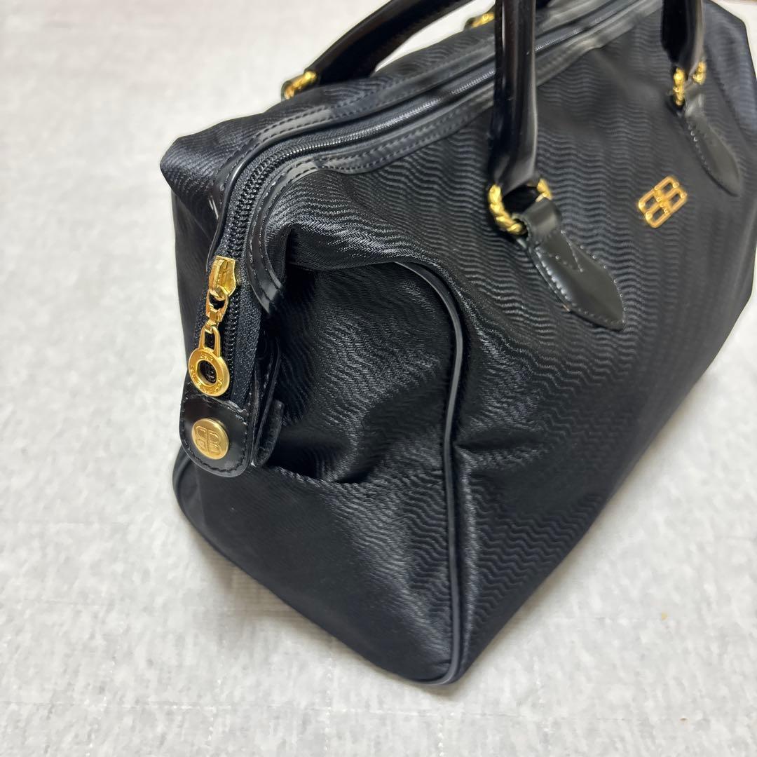 希少　BALENCIAGA ACE ブラック ボストンバッグ　ゴールド金具